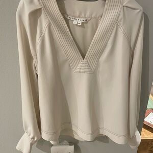 Veronica Beard Cream Long Sleeve Blouse